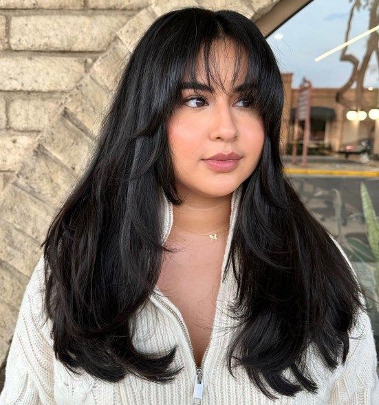 Cute curly Bangs for Round face