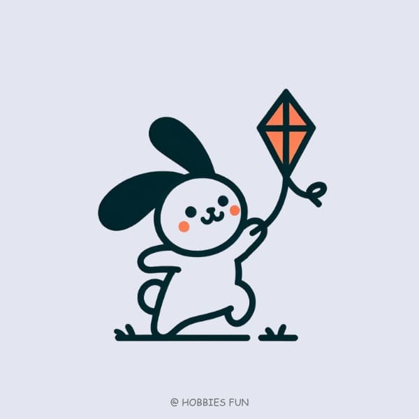 drawing of a bunny, Bunny with Kite