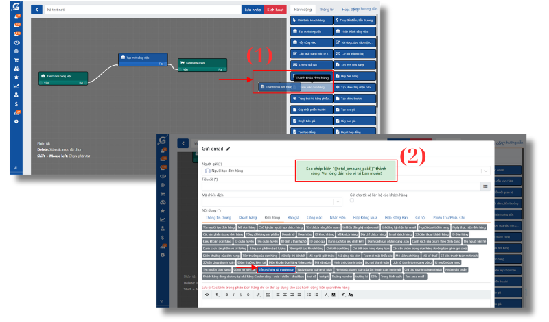 Bổ sung biến automation cho hành động thanh toán đơn hàng - Tổng số tiền đã thanh toán