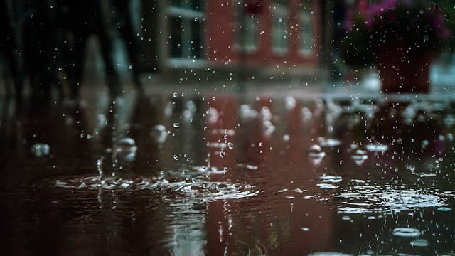 Rain splashing on the ground