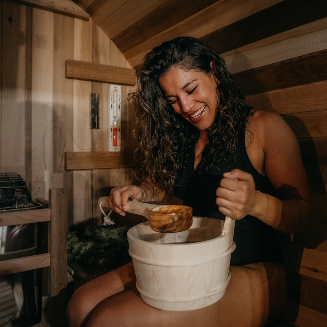Julianna Pena enjoys adding steam to her sauna experience.