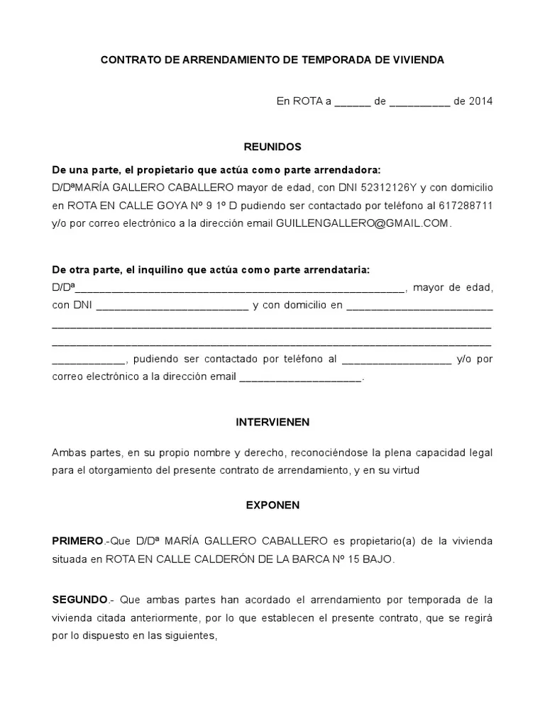 Modelo de Contrato de Gestión de Alquiler Vacacional