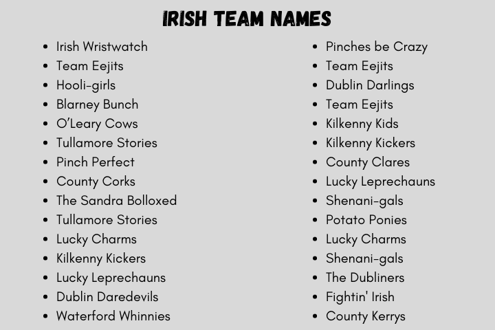 Irish Team Names