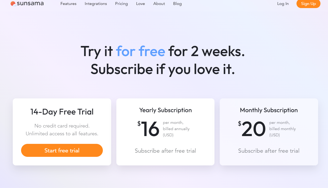 Pricing Plans for Sunsama