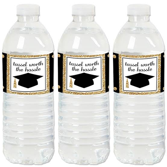 water with personalized graduation label