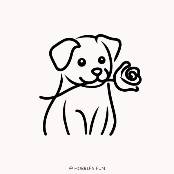 rose drawing cool, Rose with Dog