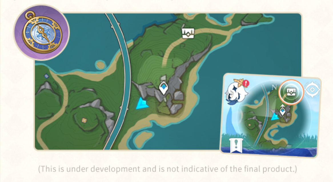 The new feature of the Treasure Compass shows an icon of a chest on your map in Genshin Impact.