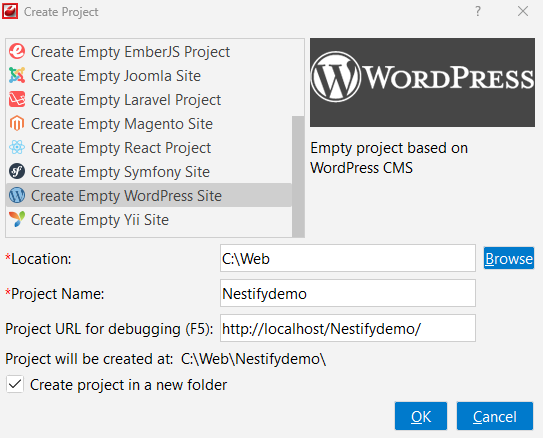 WordPress in CodeLobster 