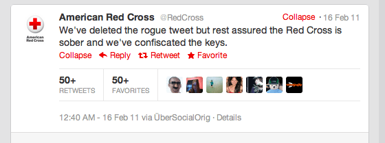 Social listening reply example from Red Cross