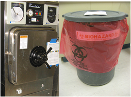 Text Box: Sterilization processes: autoclaving or disposal as medical/biohazardous waste. Source: Berkeley Lab EHS. 