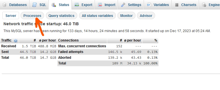 kill MySQL processes