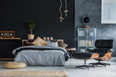 Two colour combination for bedroom walls #19: black and grey.