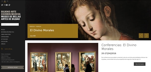 página web del museo de bellas artes de Bilbao