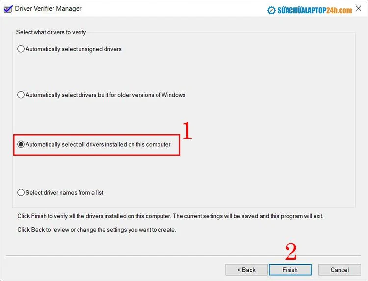 Chọn Automatically select all drivers installed on this computer