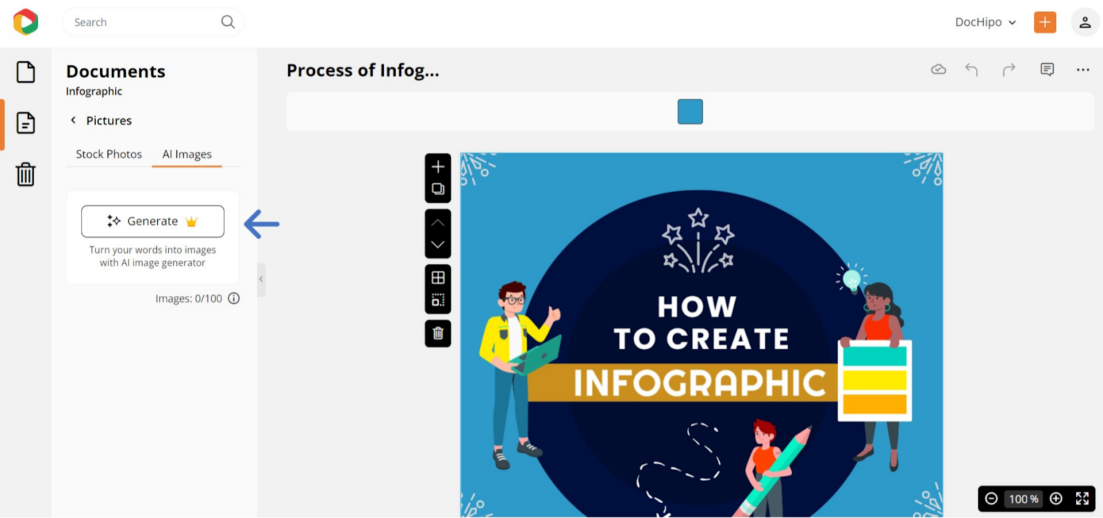 Generate AI Images with DocHipo for infographics