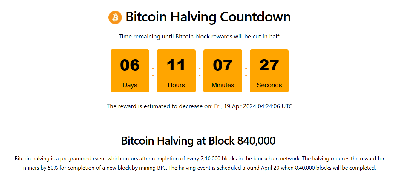 Bitcoin Halving Countdown 