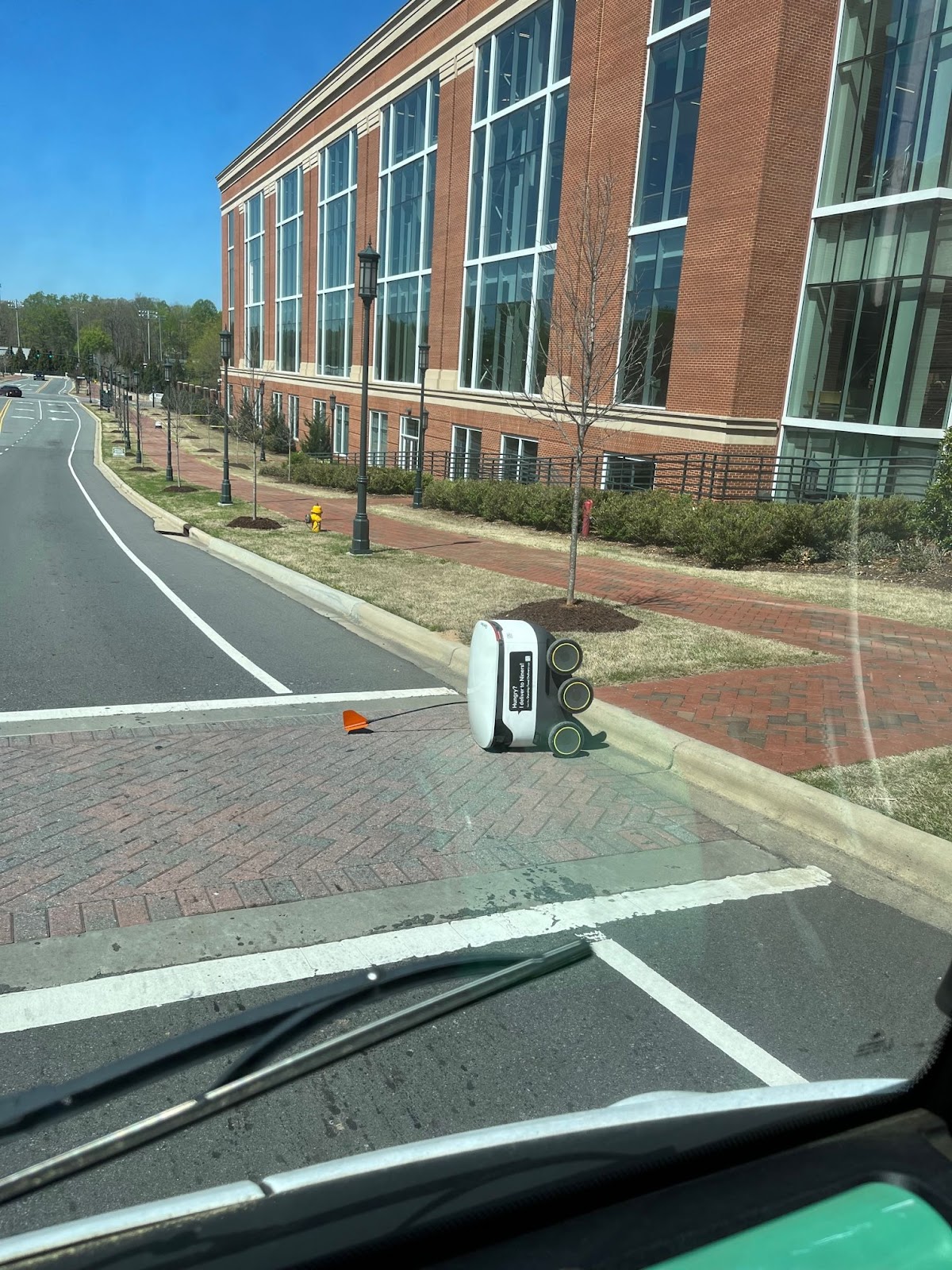 A robot that fell off a curb