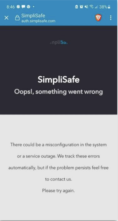 Oops! something went wrong wrong app error message
