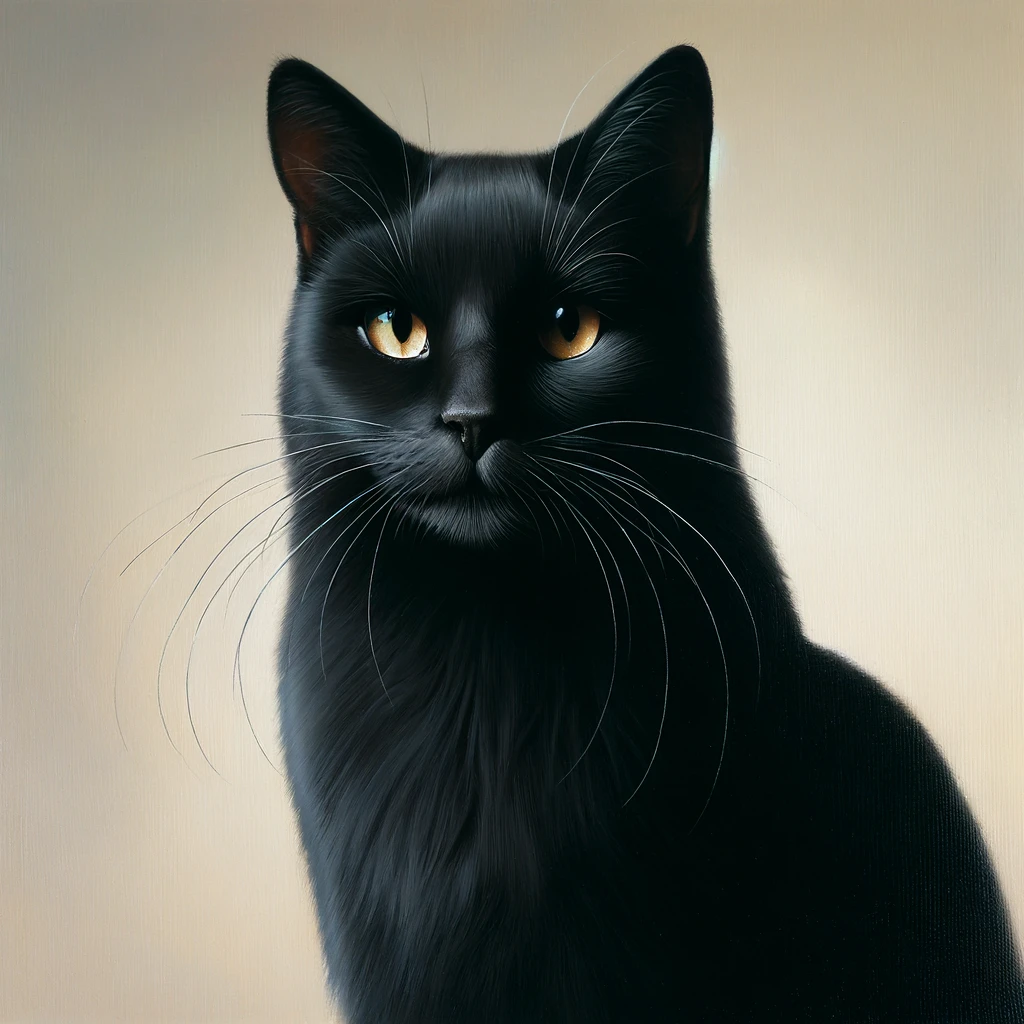 A realist image of a black cat