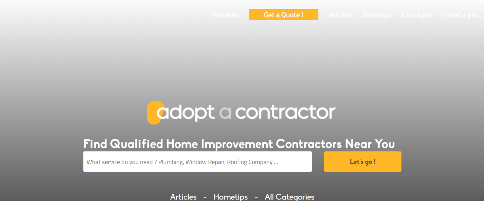 Adopt A Contractor home page