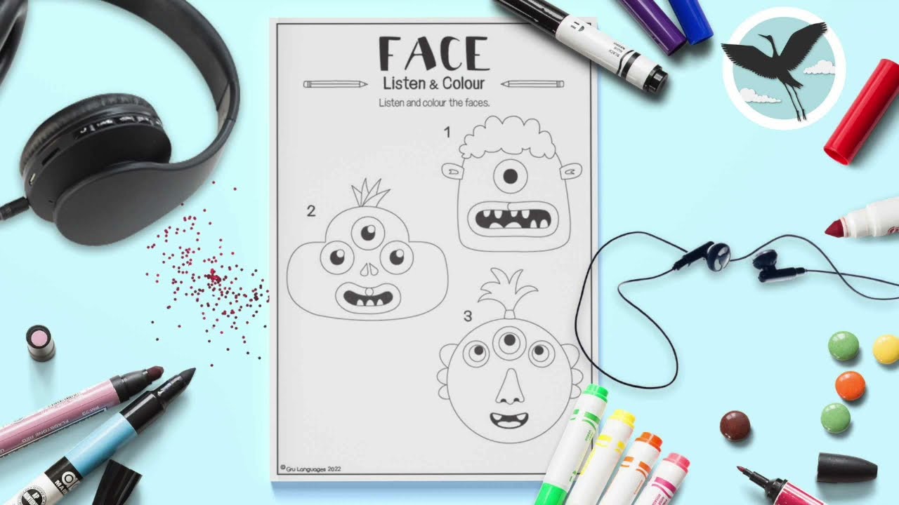 Monster Faces Listen & Colour - YouTube