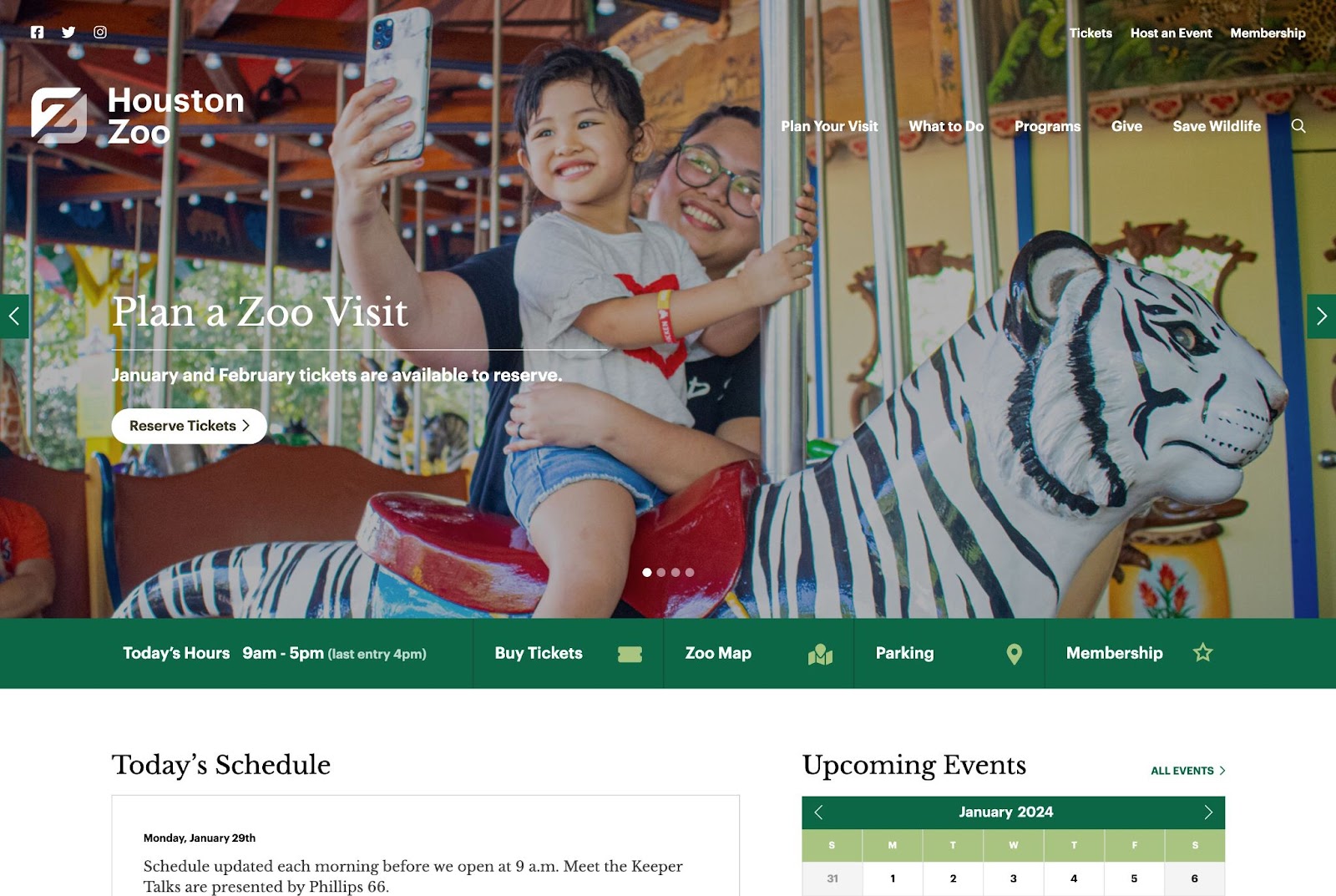 homepage for the houston zoo wordpress website