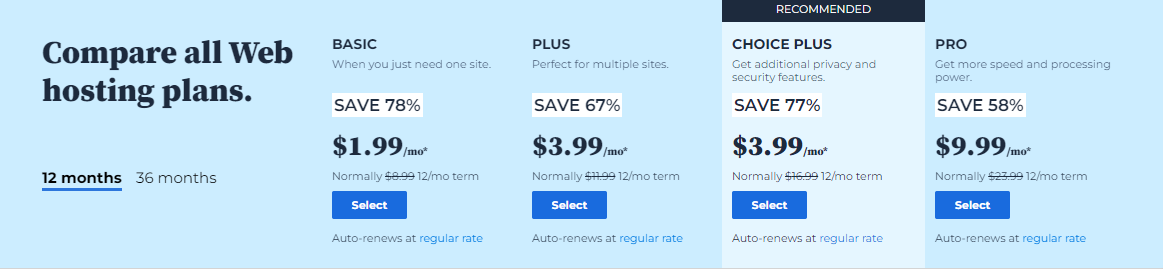 bluehost pricing