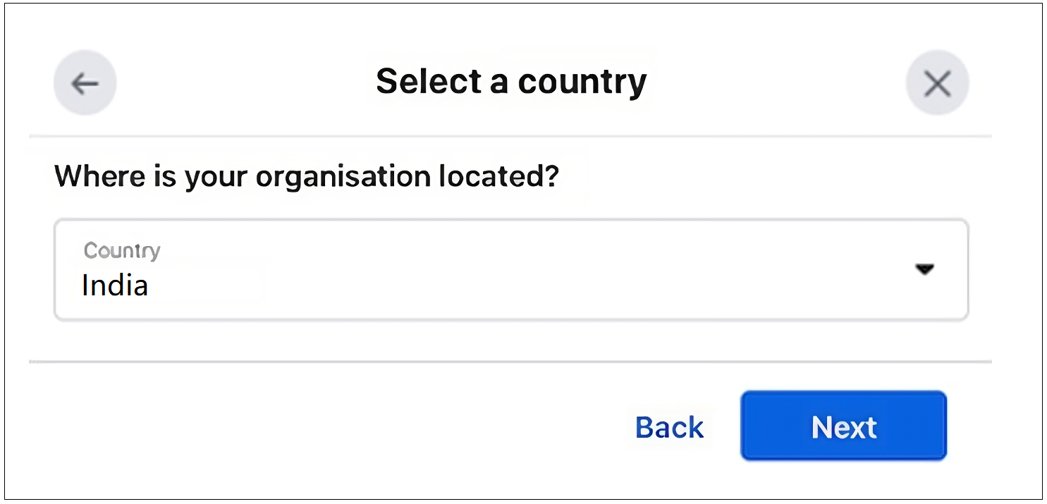 Select a Country- Verify Your Facebook Business