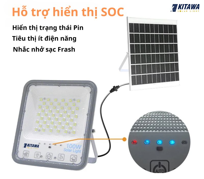 Đèn pha năng lượng mặt trời 100W bọc cầu Kitawa - DP11100