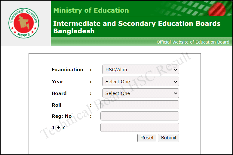 Technical Board HSC Result