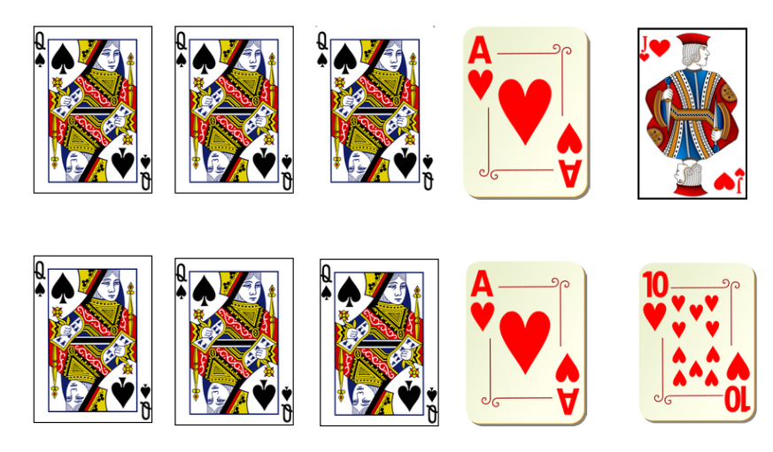 same three-of-a-kind cards in poker