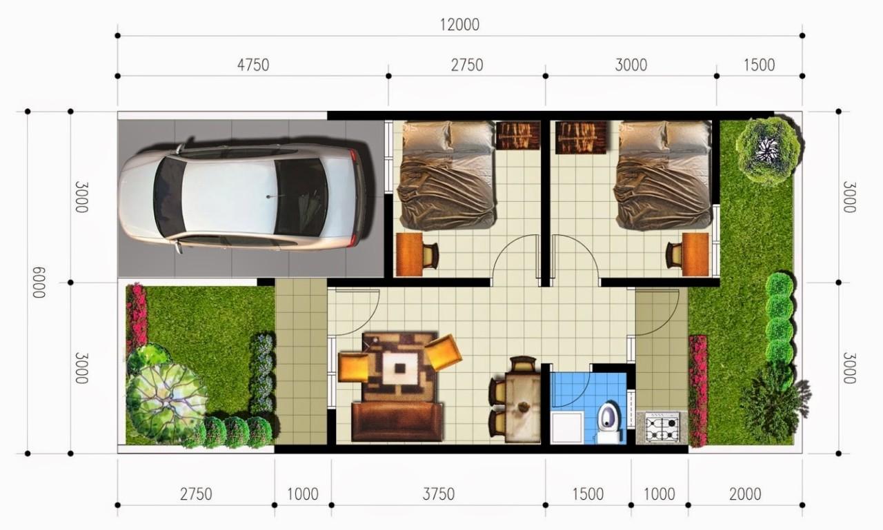 Denah rumah tipe 72 minimalis modern. (Sumber: seon.co.id) 