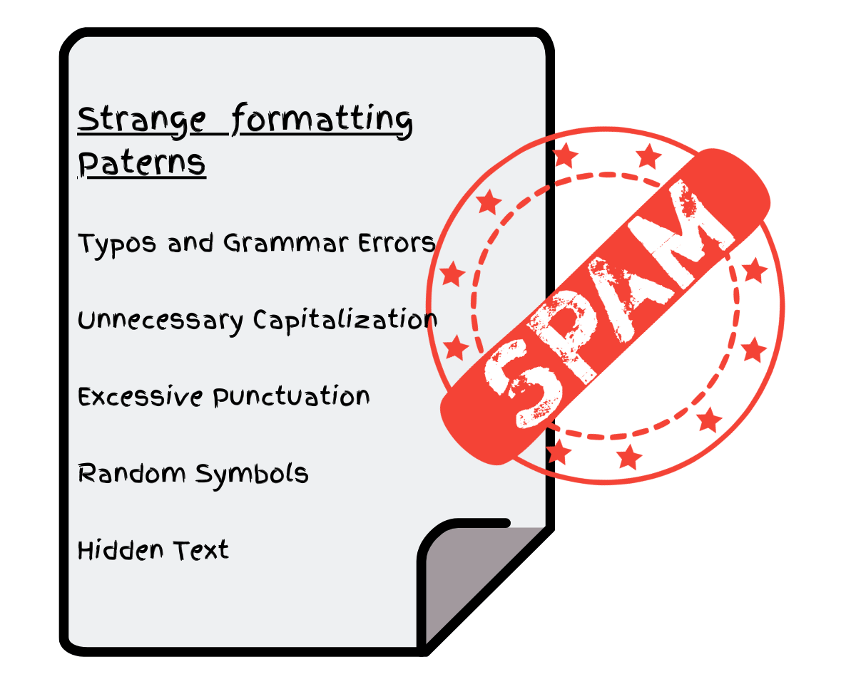 List of strange formatting patterns which can be considered spam