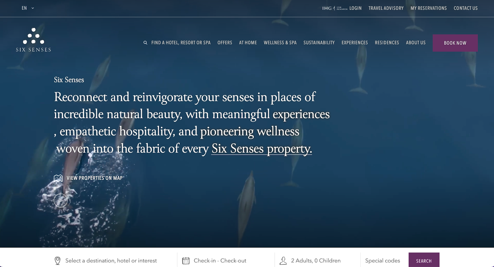 spa website examples, six senses spa