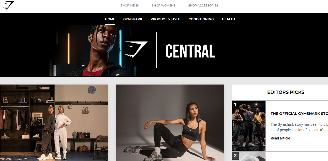 Webpage of Shopify Blog - Gymshark