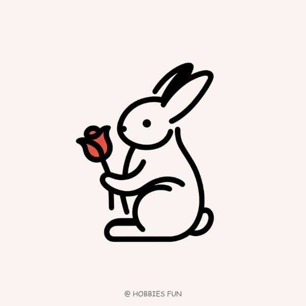 rabbit drawing, Rabbit With Rose