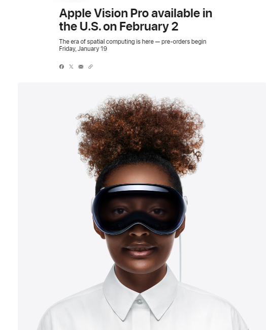 إصدار النظارة الافتراضية من شركة آبل