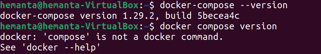 docker compose --version command output