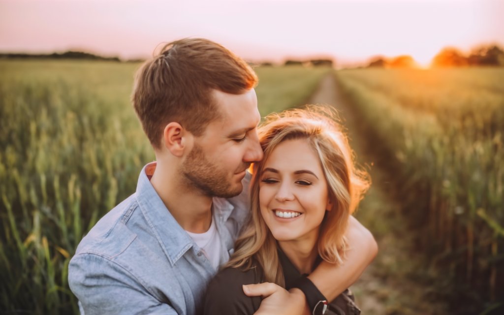 Man and woman hugging