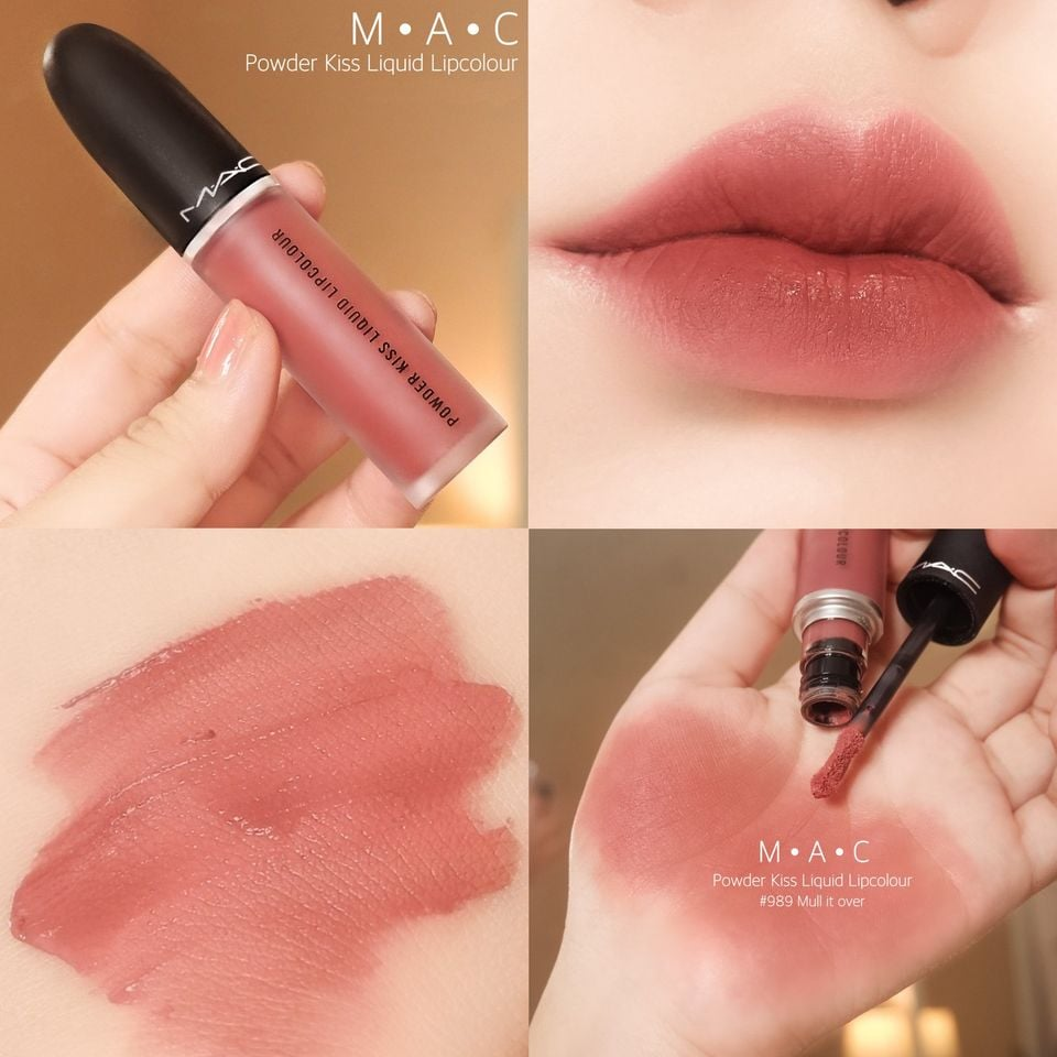 MAC Powder Kiss Liquid 989 Mull It Over hồng đất