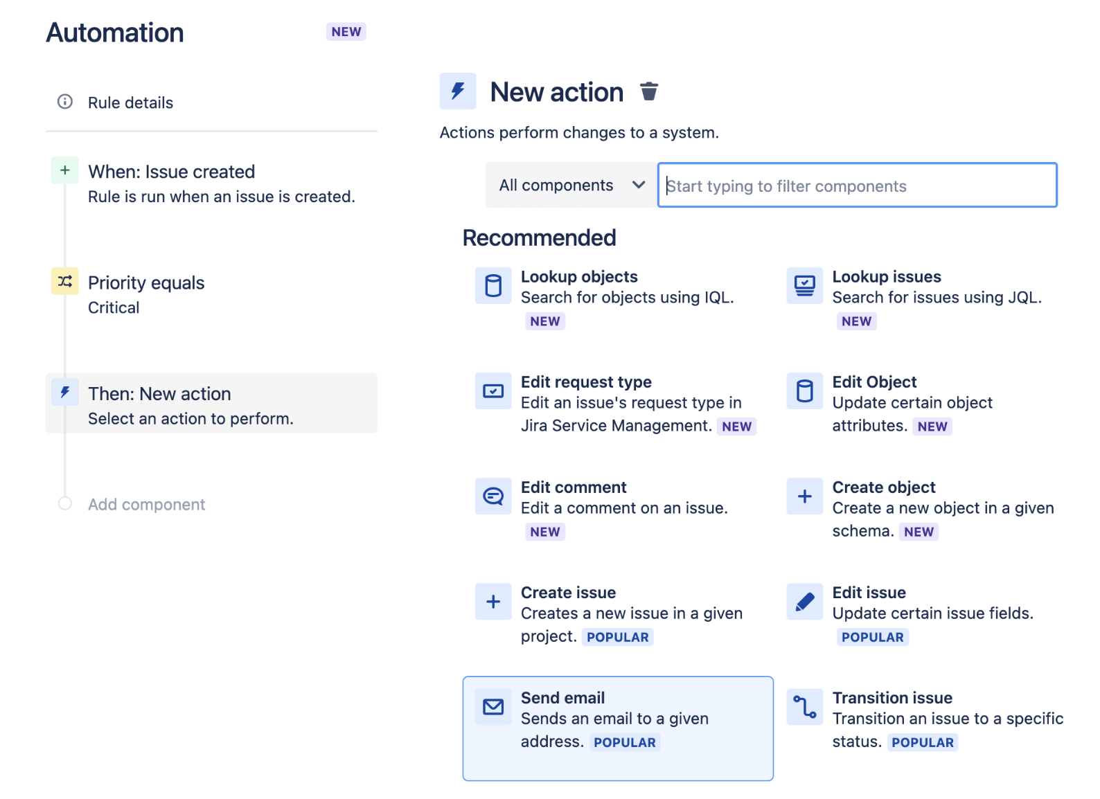 Jira Service Management's automation functionality