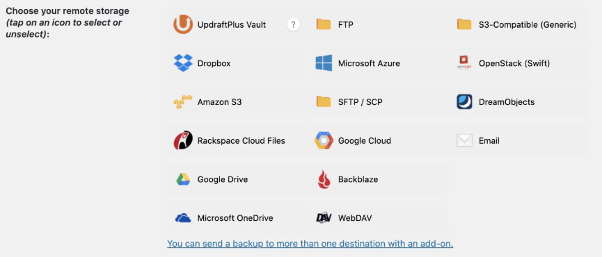 Choose part to backup Using UpdraftPlus Plugin