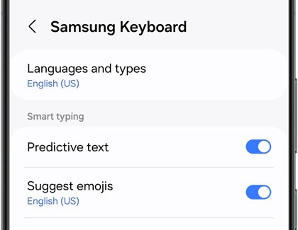 Samsung Keyboard settings on a Galaxy phone