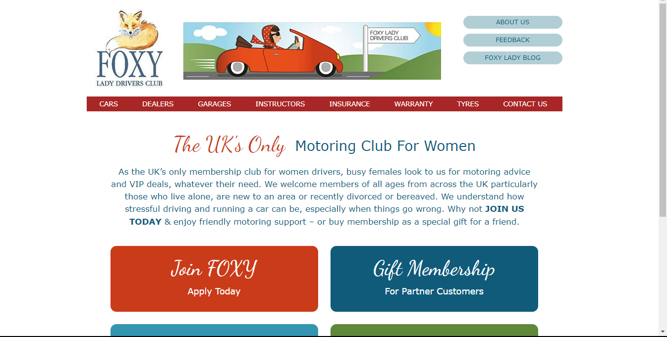 Niche website design example: Foxy Lady Driver's Club