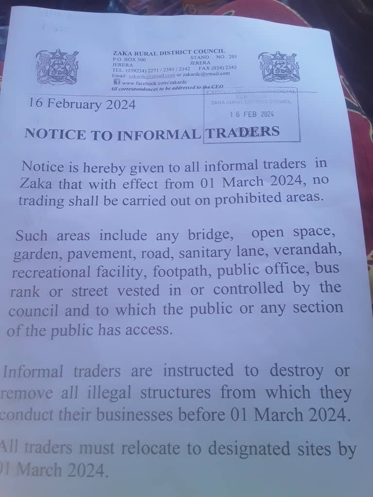 notice to informal economy workers