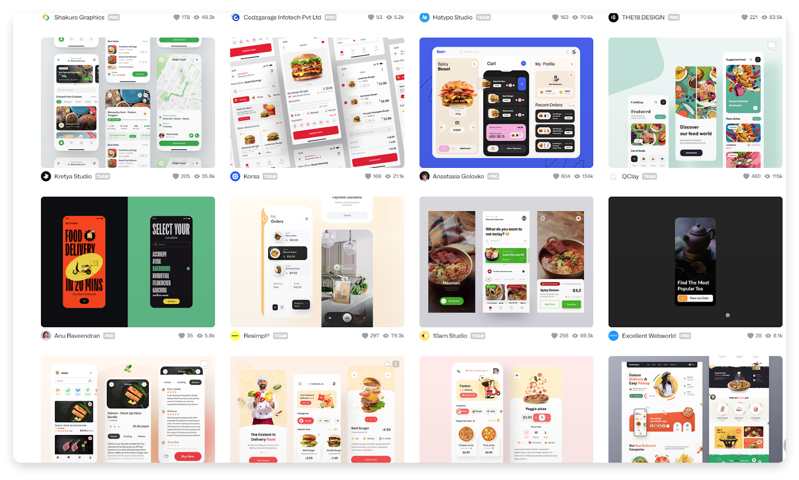 food delivery app template in Dribbble
