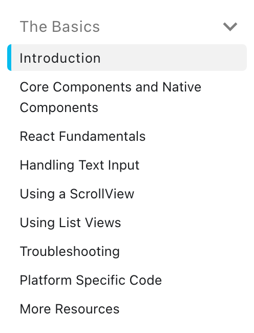 getting started section from React Native official page