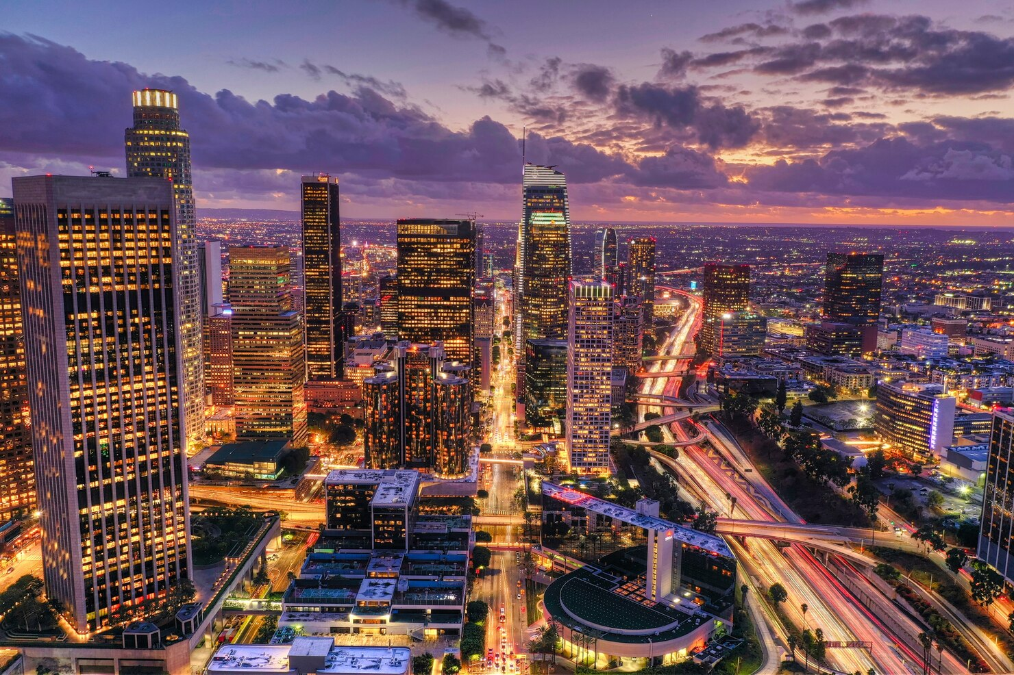 Aerial shot of downtown Los Angeles.