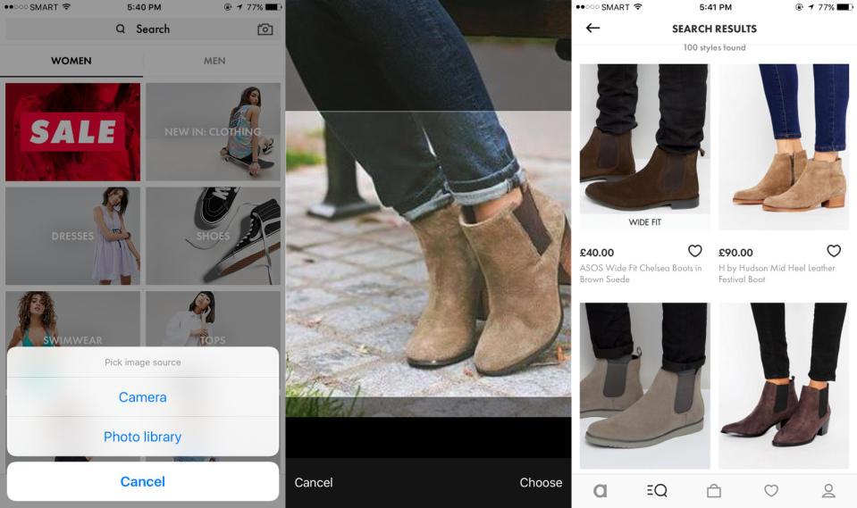ASOS's visual search tool