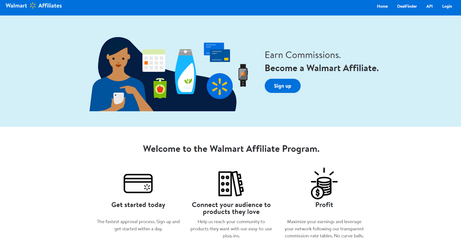Walmart Affiliate Program page